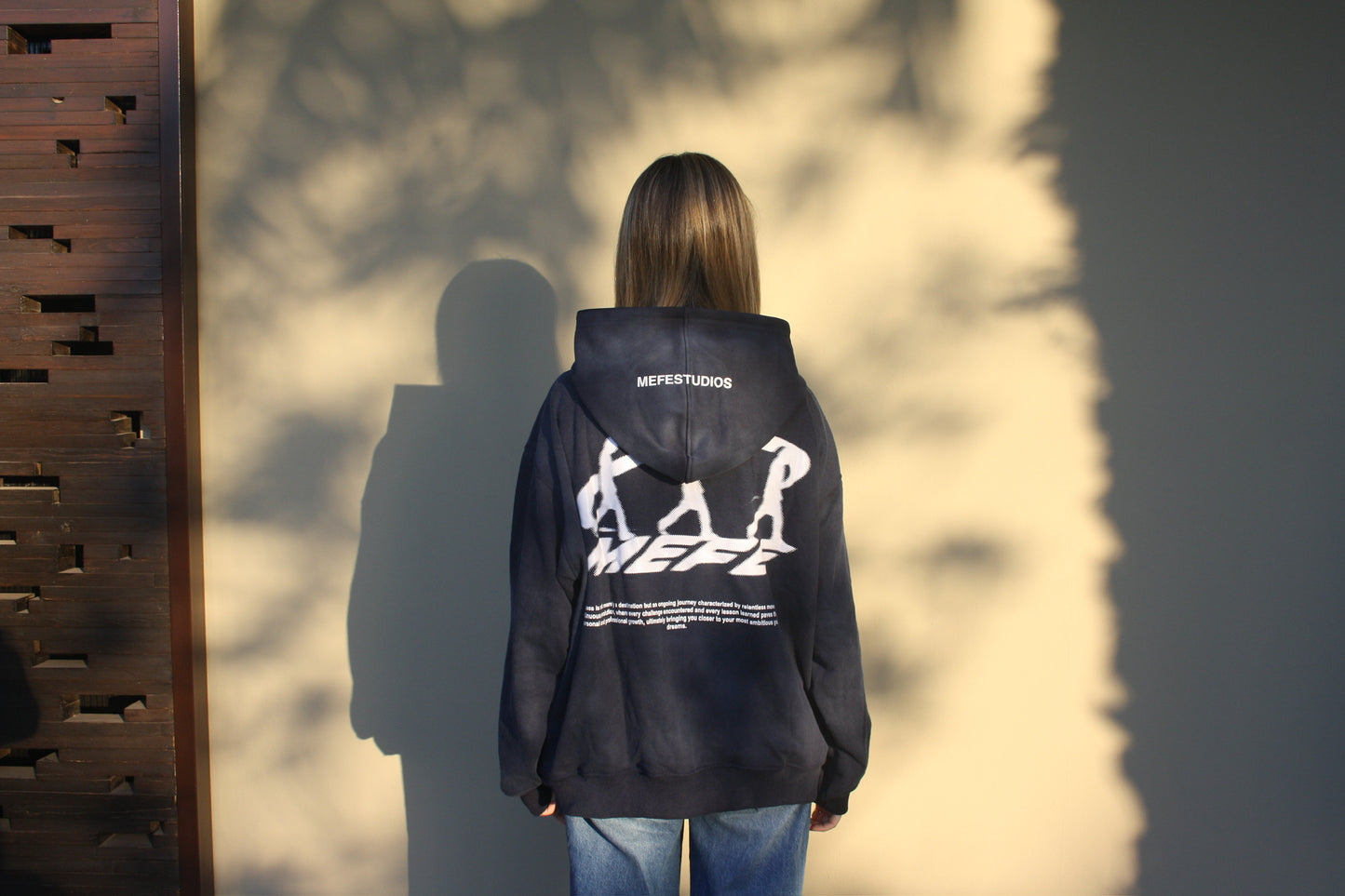 Navy blue “acid wash” hoodie