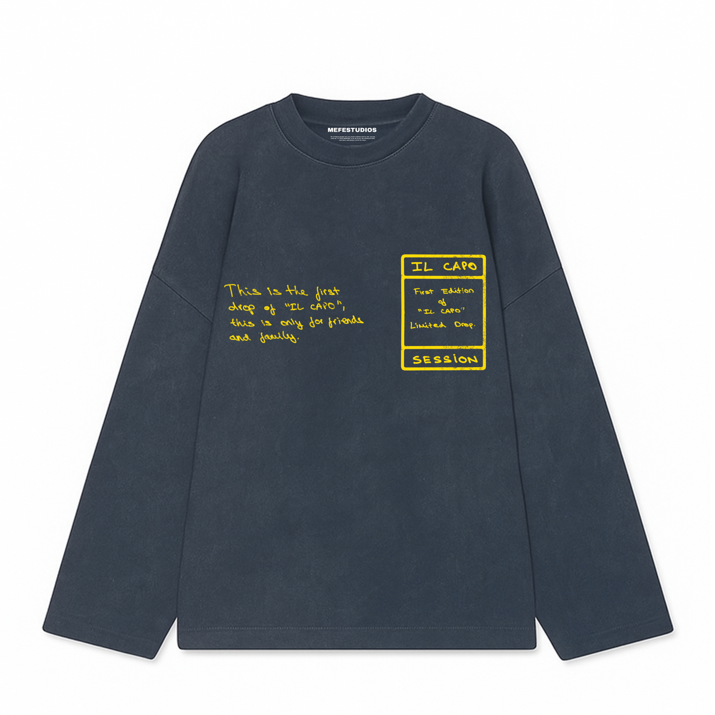"IL CAPO SESSION” CREWNECK NAVY WASHED