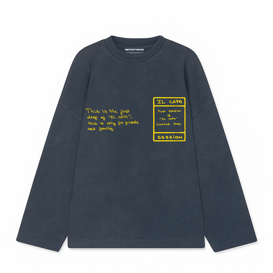 "IL CAPO SESSION” CREWNECK NAVY WASHED