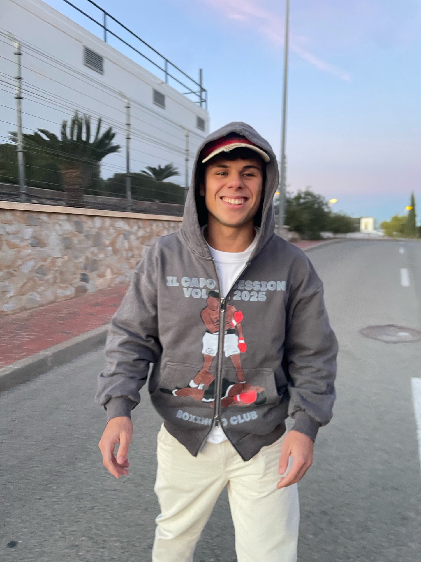 “IL CAPO SESSION” BLACK WASHED HOODIE ZIPPER