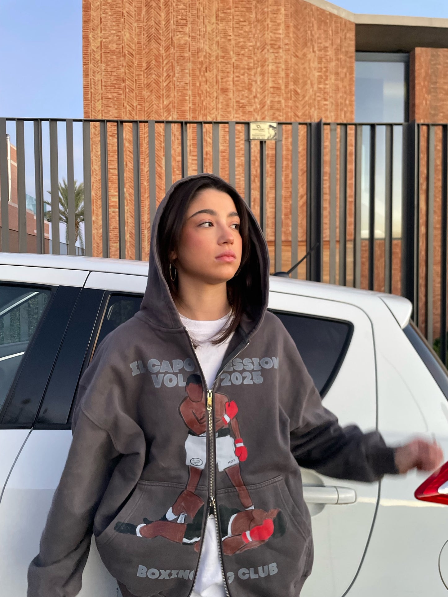 “IL CAPO SESSION” BLACK WASHED HOODIE ZIPPER