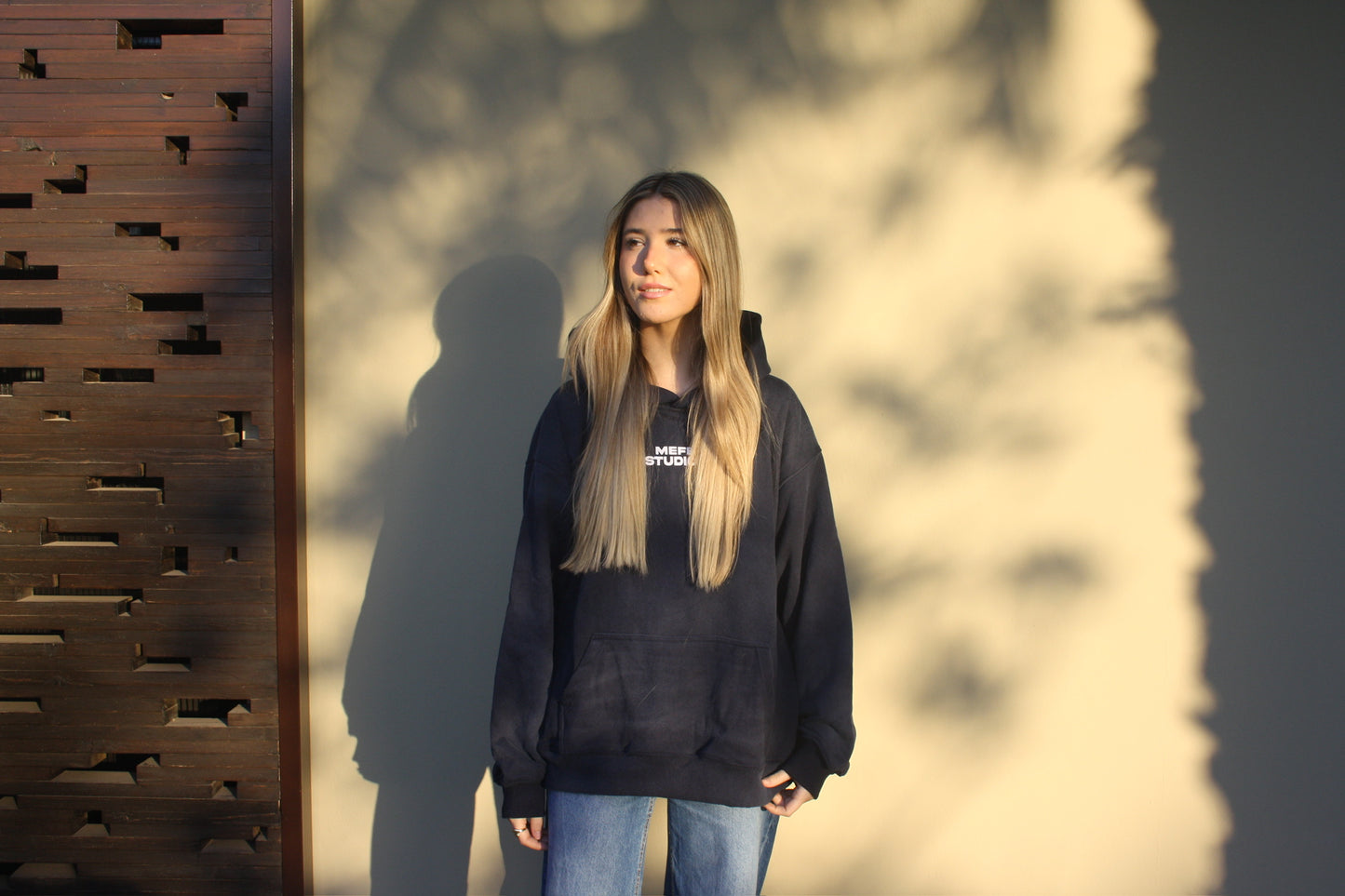 Navy blue “acid wash” hoodie