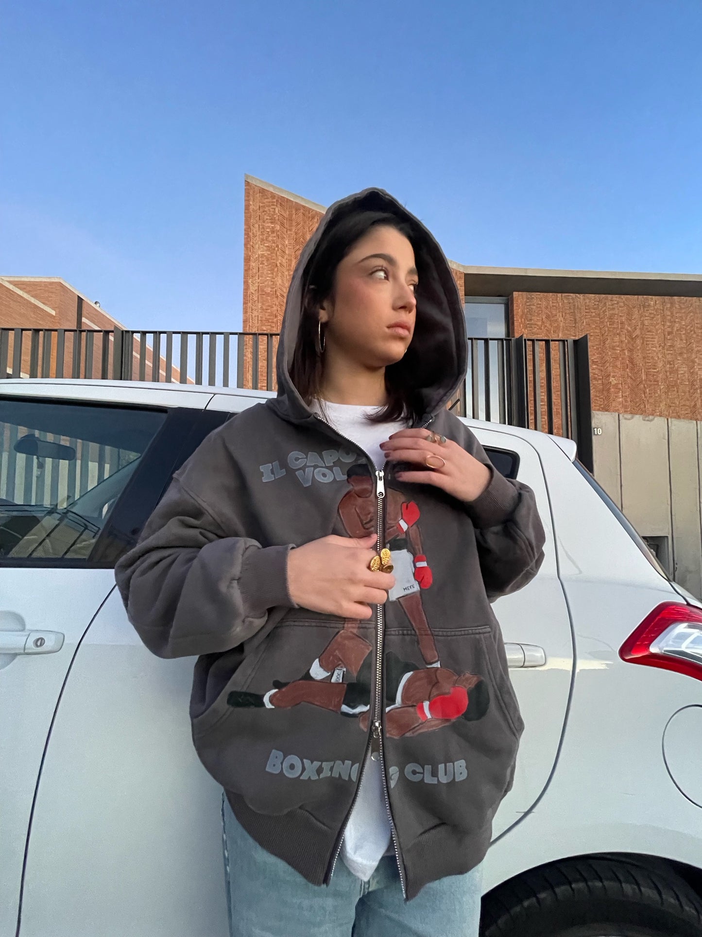 “IL CAPO SESSION” BLACK WASHED HOODIE ZIPPER