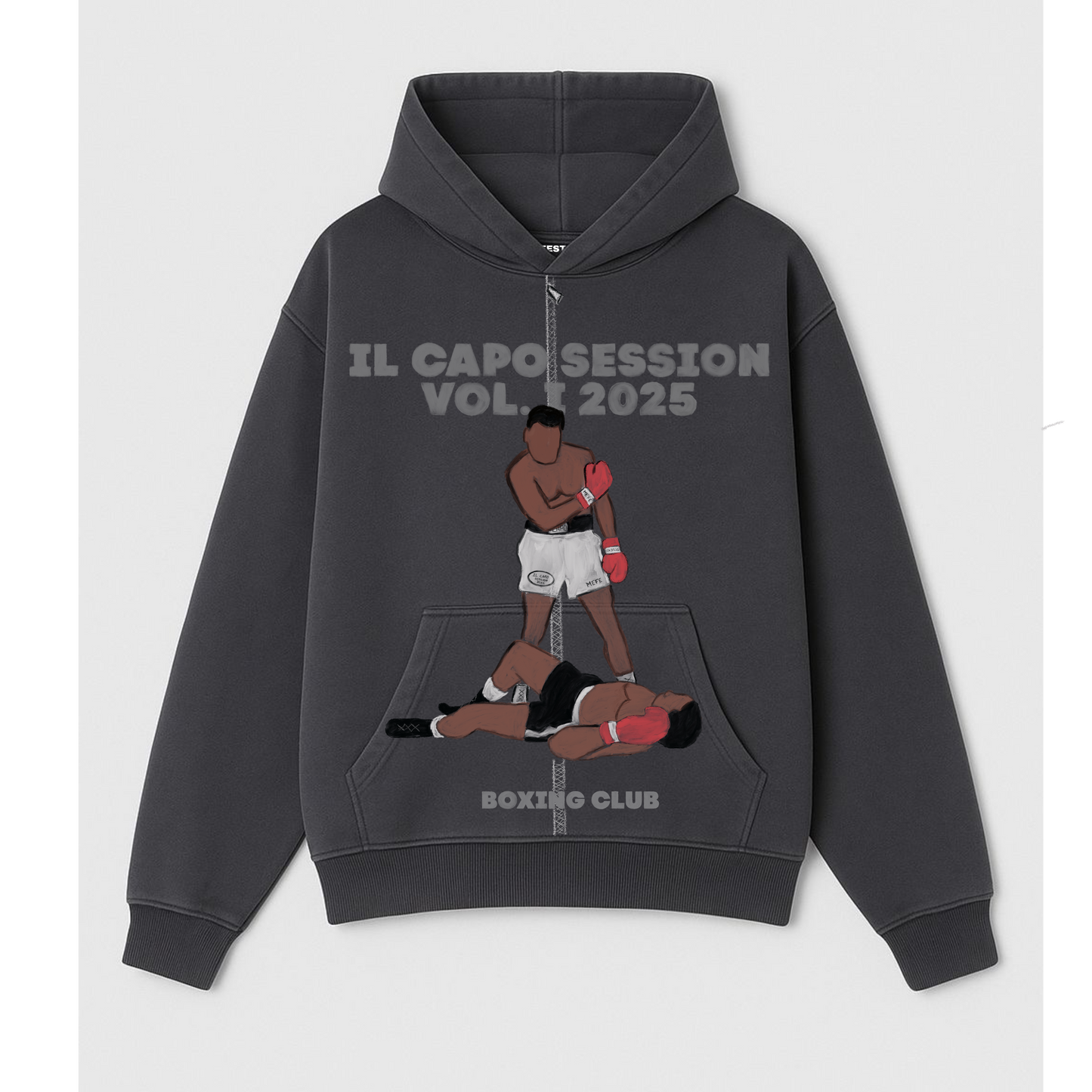 “IL CAPO SESSION” BLACK WASHED HOODIE ZIPPER